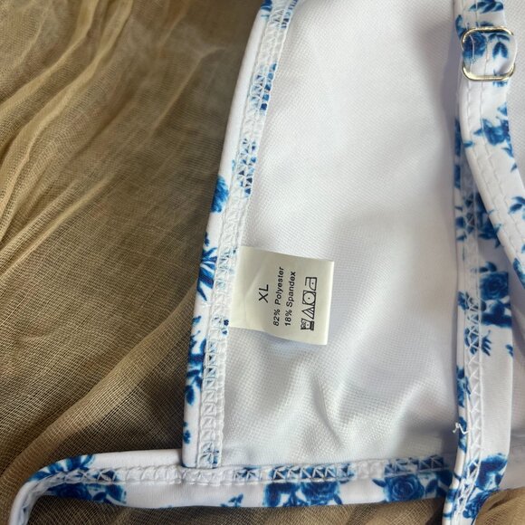 SHENHE Women's 2 Piece Floral High Cut Ring Linked Triangle Bikini Swimsuit Bath - Picture 10 of 13